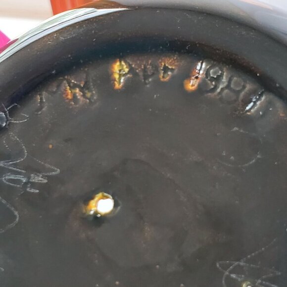 Vintage 1980s Art Pottery Planter Desert Landscape & Palm Tree Design Signed - Picture 15 of 16